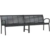 vidaXL Doppel-Gartenbank Schwarz 231 cm Stahl und WPC