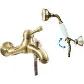 RAV copy of Badewannenarmatur LABE Wandmontage in Chrom, Gold oder Messing SLEZAK Ihre Wahl: Mit Handbrause mit schwenkbarem Halter,