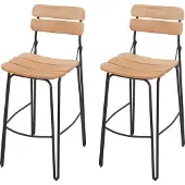 Mendler 2er-Set Barhocker MCW-G71, Barstuhl Küchenhocker Bistrostuhl Tresenhocker, Industrial Metall Holz naturbraun