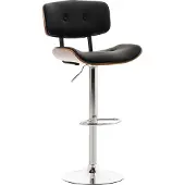 TPFLiving Barhocker Sarnico Gestell Metall in Chromoptik Sitz Walnuss Kunstleder Schwarz