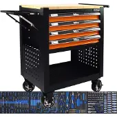 TRUTZHOLM Werkstattwagen Profi Compact bestückt 91 x 68 x 46 cm 4 Schubladen mit148tlg. CV-Werkzeug Ablage