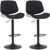 CLP 2er Set Barhocker Clawson Stoffbezug Bugholz höhenverstellbar und drehbar natur/schwarz Gestell Farbe schwarz