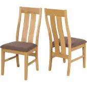 Mendler 2er-Set Esszimmerstuhl MCW-M58, Küchenstuhl Lehnstuhl Stuhl, Stoff/Textil Massiv-Holz helles Gestell, taupe