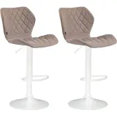 CLP 2er Set Barhocker Cork Stoff drehbar mit Höhenverstellung taupe Gestell Farbe weiß
