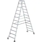 Proregal Stufen-Stehleiter beidseitig begehbar mit Rollen 2x12 Stufen