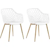 Beliani Esszimmerstuhl 2er Set Weiß Kunststoff/Metall Modern Minimalismus Wohnzimmer Esszimmer Salon