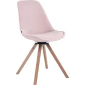 CLP Esszimmerstuhl Troyes Samt Rund drehbarer und mit runden Holzbeinen pink Gestell Farbe natur