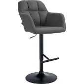 CLP Barhocker Natoma Stoff I Thekenhocker für Bar mit Gepolsterter Sitzfläche | Farbe dunkelgrau Material Gestell Metall matt schwarz