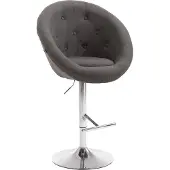 CLP Barhocker London V2 Stoff drehbar und höhenverstellbar | Farbe dunkelgrau Gestell Farbe chrom
