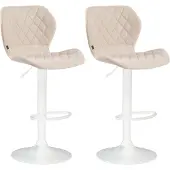 CLP 2er Set Barhocker Cork Stoff drehbar mit Höhenverstellung creme Gestell Farbe weiß