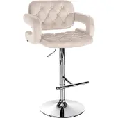 CLP Barhocker Dublin Samt creme Material Gestell Metall in Chromoptik