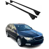Omac Dachträger Grundtäger für Skoda Superb Kombi 2008-2023 75kg Metall Schwarz 2 tlg