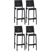 CLP 4er Set Barhocker Maya Kunststoff schwarz