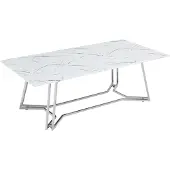SalesFever Couchtisch "Wohnzimmertisch im eleganten Stil", weiß (weiß, silber, silber, weiß), B:110cm H:40cm T:60cm, Tische, Couchtisch, Eleganter Chic mit marmoriertem Charme