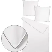 TRAUMSCHLAF Uni Bettwäsche White Collection Pipping Kissenbezug einzeln 70x90 cm light-grey