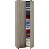 VCM Holz Kleiderschrank | 5 Fächer | Maße ca. B. 70 x H. 178 x T. 40 cm | 2 Drehtüren | erweiterbar | Schrank - Vandol