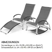 Blumfeldt Beverly Wood Sonnenliege Schaukelstuhl Aluminium schwarz, Farbe:Grau
