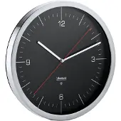 Blomus Crono Funkuhr, Wanduhr, Uhr, mit Zifferblatt, Edelstahl Matt, Klarglas, Schwarz, Ø 30 cm, 65437