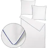 TRAUMSCHLAF Uni Bettwäsche White Collection Pipping Kissenbezug einzeln 70x90 cm dark-blue