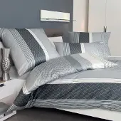 Janine Feinbiber Bettwäsche Davos 65097 silber anthrazit 135x200 cm + 80x80 cm