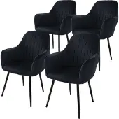 ML-Design 4er Set Esszimmerstuhl mit Rückenlehne, Schwarz, aus Samt