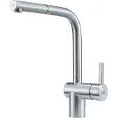 Franke Armatur Atlas Vorfenster Neo - Edelstahl, Zugauslauf, Niederdruck, Seitenbedienung