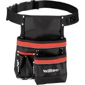 Wiltec Werkzeuggürteltasche 25 x 30 cm bis 15 kg, Werkzeug Gürteltasche 5 Fächer, Werkzeugtasche mit Gürtel verstellbar, robuste Arbeitstasche