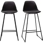 Miliboo - Schwarze Designer-Barhocker mit Metallbeinen 66 cm (2er-Set) FRANZ