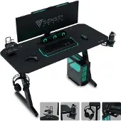 Sense7 Nomad Basic Gaming Tisch Schreibtisch 120x60 cm Computertisch PC Tisch Gamer Desk Zocker Tisch Carbon-Optik Kopfhörerhalter Kabelmanagement