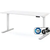 Assmann Elektrisch höhenverstellbarer Schreibtisch Y-Line Weiß, 180x80cm, Memoryfunktion, Kollisionsschutz, 2-fach-Motorik