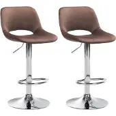 CLP 2er Set Barhocker Camden Samt drehbar und höhenverstellbar braun Material Gestell Metall in Chromoptik