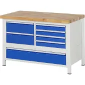 RAU Werkbank höhenverstellbar 8931A2, B1250xT700xH840-1040mm, 7x Schublade-TA