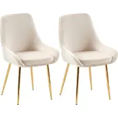CLP 2er SetEsszimmerstuhl Elmira creme Material Gestell Metall gold