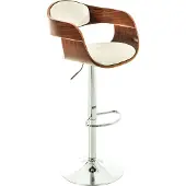 TPFLiving Barhocker Kingsley Gestell Metall in Chromoptik Holz/Kunstleder Walnuss/Weiß