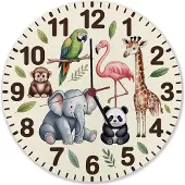 Speecheese Safari Tiere Wanduhr aus MDF für Kinderzimmer Dekoration