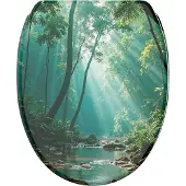 Sanilo WC-Sitz mit Absenkautomatik und Schnellverschluss Rainforest, Toilettendeckel direkt vom Hersteller, Klodeckel, Klobrille, WC Deckel