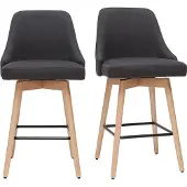 Miliboo - Barhocker HASTA skandinavisches Design dunkelgrauer Bezug H65 cm (2er-Set)