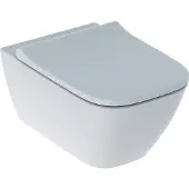 Geberit Smyle Set, Wand-WC, eckig, Tiefspüler, geschlossenes Keramikdesign, Rimfree, mit WC-Sitz, überlappender Deckel, weiß, 1 Stk.