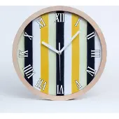 Tulup Holzuhr 30fi cm wanduhr - weiße Spitzen - gestreifter Hintergrund