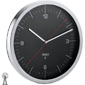 Blomus Crono Funkuhr, Wanduhr, Uhr, mit Zifferblatt, Edelstahl Matt, Klarglas, Schwarz, Ø 30 cm, 65437
