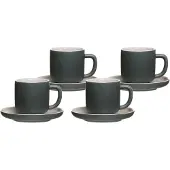 Ritzenhoff & Breker Tasse "Espressotassen mit Untertassen Jasper 100 ml 4er Set", grau, B:2cm H:2cm Ø:10,5cm, Keramik, Trinkgefäße, Tasse, Spülmaschinengeeignet
