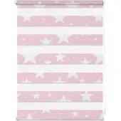 Lichtblick Duo Rollo Klemmfix, ohne Bohren, blickdicht, Sterne Rosa, 60 cm x 150 cm (B x L)