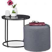 Relaxdays Beistelltisch mit integriertem Hocker