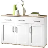 HBZ-Meble Sideboard - Sibiu Lärche Nachbildung - Weiß - B 140 cm - 3 Türen - 3 Schubladen