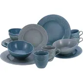 Creatable , 23873, Stripes Stein/Blau, Kombiservice 16-tlg, Porzellan