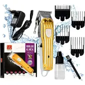 Calissimo Goldener Akku Haartrimmer elektrischer Haarschneidemaschine Barttrimmer aus Metall LCD Wmark
