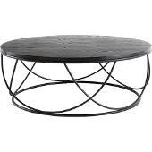Miliboo - Couchtisch Holz und Metall Schwarz rund 80 cm LACE