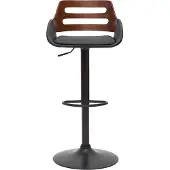 Miliboo - Design-Barhocker höhenverstellbar schwarz und Walnuss PERNIK