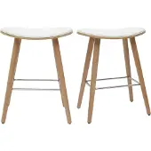 Miliboo - Barhocker helles Holz Polyurethanweiß 65 cm (2er-Set) MEADOW