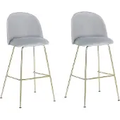 Beliani Trendy Barstuhl Grau Gold Samtstoff Metall Glamour Look Modern Esszimer Wohnzimmer